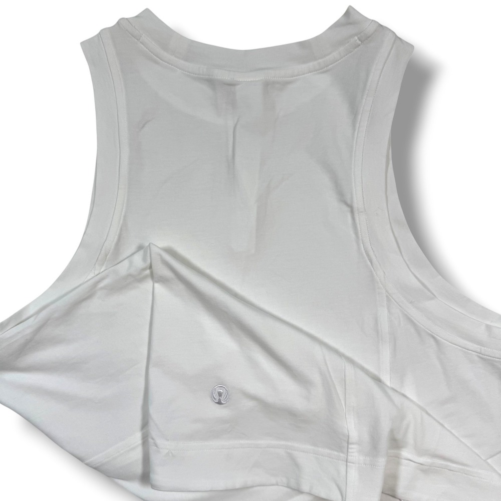 Lululemon Long Cotton‎ Crewneck Tank Women Medium White LW1FBVS Pima Cotton